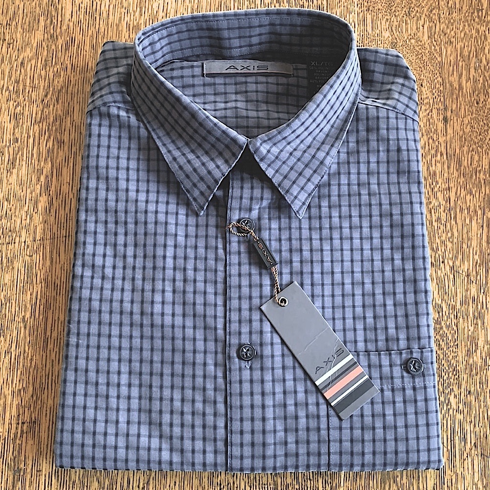 👔Men’s Axis long sleeve shirt in blue/gray check. Size XL. NWT.